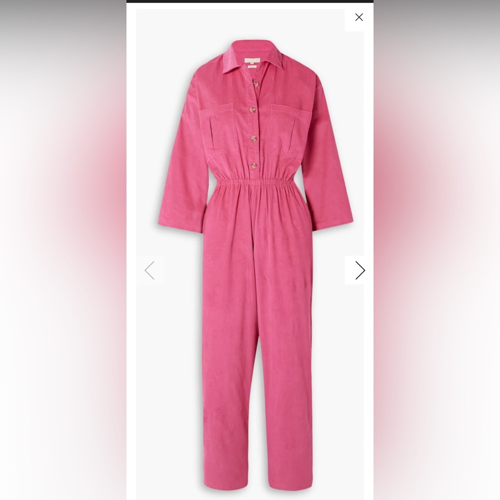 SUZIE KONDI Krisa cotton-corduroy Pink Long-Sleeve Jumpsuit - Picture 2 of 3